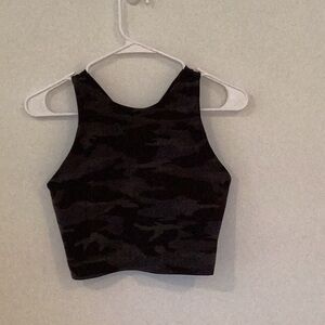 Athelta Crop Top Bra Workout With Built In Bra Gray Camo M